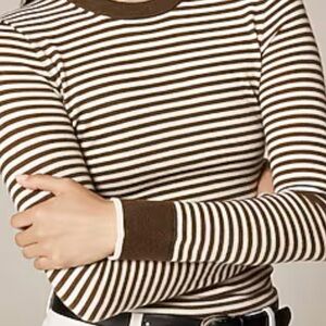 NWT J.Crew Carolyn fitted crewneck sweater in striped merino wool blend